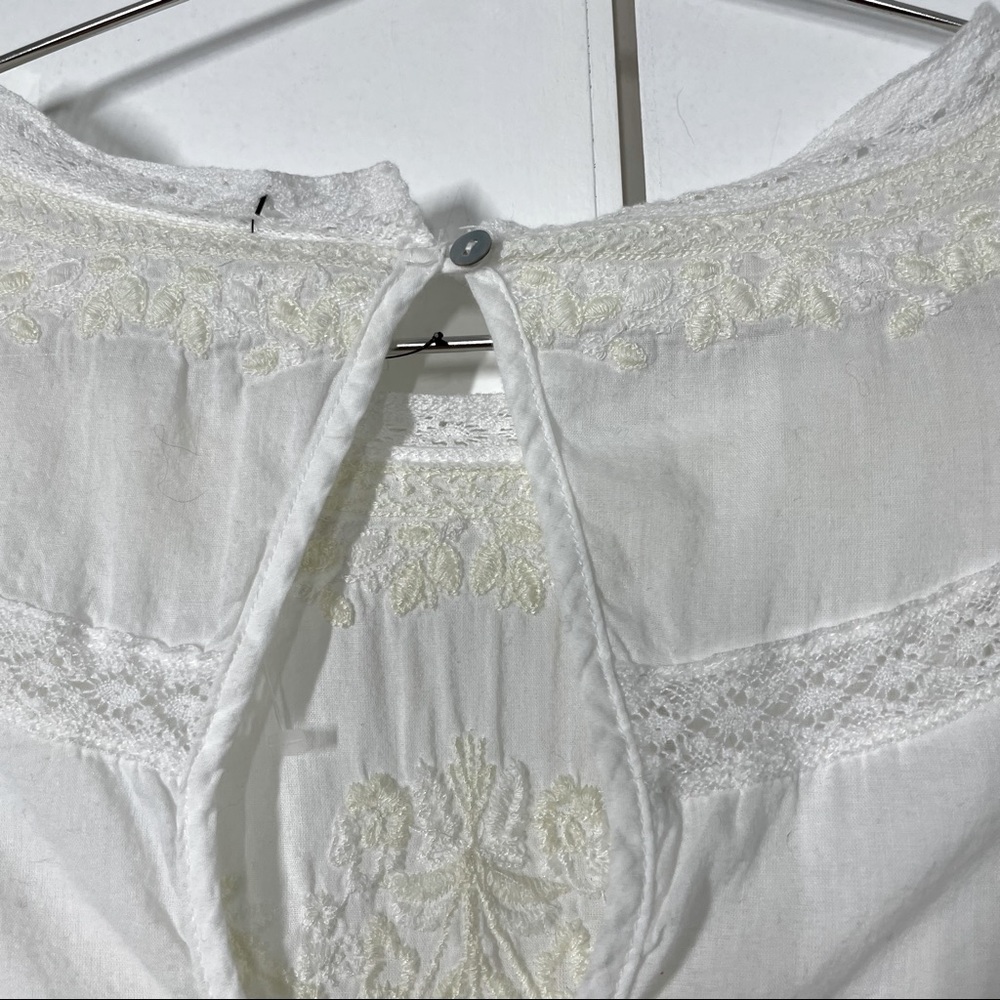 Free People Victorian White Cotton Mini Dress size 8 - Picture 8 of 13